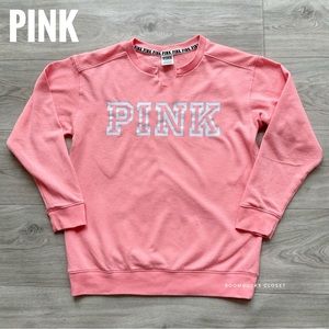 Victoria’s Secret PINK logo Oversized Sweater Size XS Pink Peach